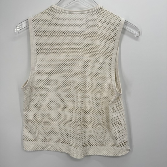 Lululemon Sweat Your Heart Out Tank Top Size 6 White Mesh Muscle Shirt - Picture 4 of 7